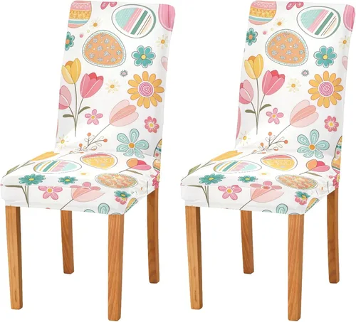 Vista 9 de Juego de 2 fundas elásticas para sillas de comedor, extraíbles y lavables, para cocina, comedor, decoración de hotel
