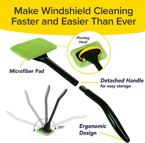 Vista 4 de Windshield Wizard Herramienta de limpieza, AS-SEEN-ON-TV, limpia parabrisas sin alcanzar, dispositivo de limpieza de ventanas de microfibra con capó