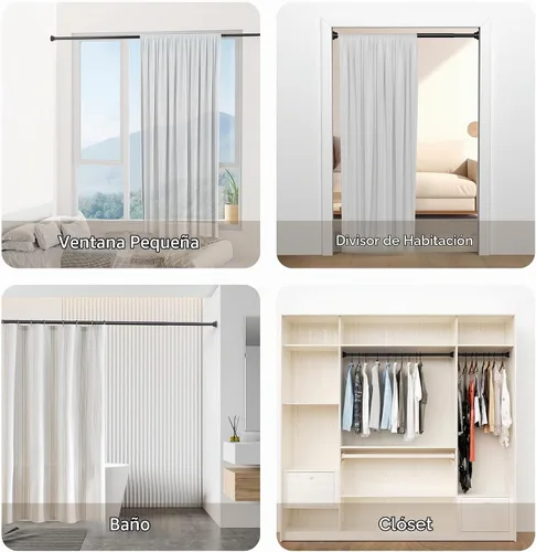 Vista 7 de Mcrbeay Barra de cortina de ducha, barra de ducha de tensión resistente de 1 pulgada de diámetro, antideslizante, ajustable, de 28 a 46 pulgadas