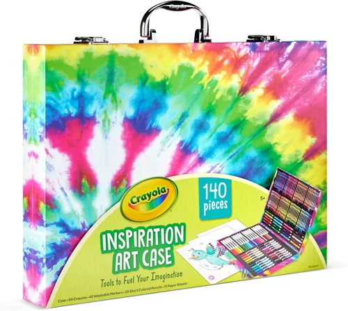 Vista 3 de Estuche de Arte Crayola Inspiration - Juego de Colorear Tie-Dye (140 piezas), Set de Suministros de Arte para Niños, Kit de Dibujo de Viaje, Regalo