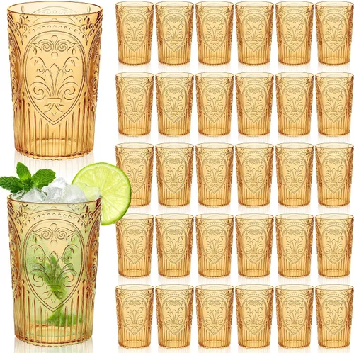 Vista 13 de 24 vasos de plástico vintage para agua potable de 16 onzas, a Verde