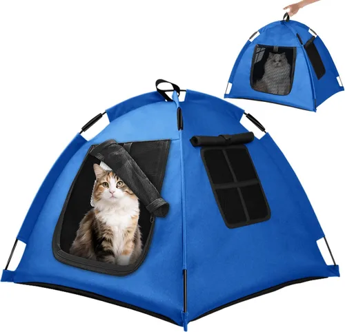 Vista 15 de Tienda de campaña para mascotas de diseño abierto, acogedora cama de monitoreo para gatos y cachorros, paredes de malla transpirable para seguridad