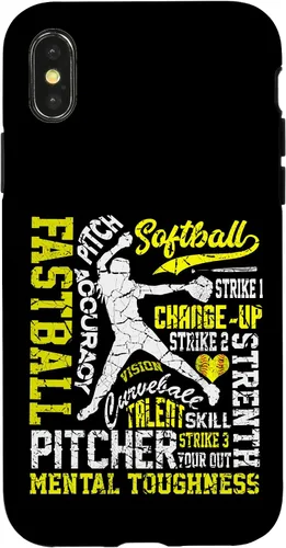 Vista 5 de Distressed Look Softball Pitcher Best Traits for Teen Girls Case for iPhone 17