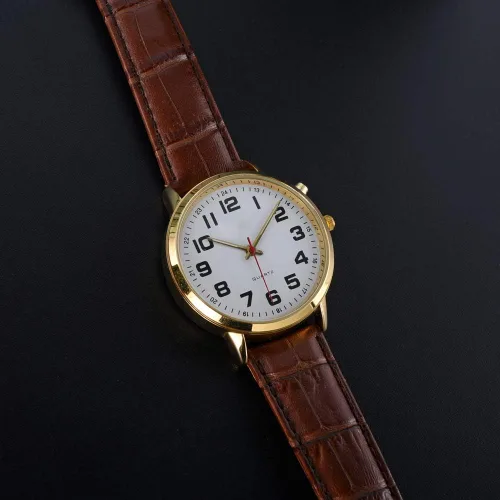 Vista 5 de Relojes parlantes para personas mayores, unisex, hombres y mujeres, sonido fuerte para personas con discapacidad visual, correa de reloj de cuero