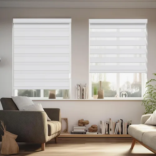 Vista 10 de Persianas de cebra Changshade para ventanas interiores con filtro de luz, persianas de cebra con cordón para puertas corredizas de vidrio