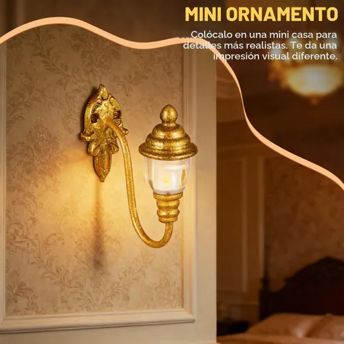 Vista 2 de DOITOOOL - 4 luces de pared para casa de muñecas, mini luces vintage para casa de muñecas, apliques de pared a escala 1:87, modelos para bricolaje