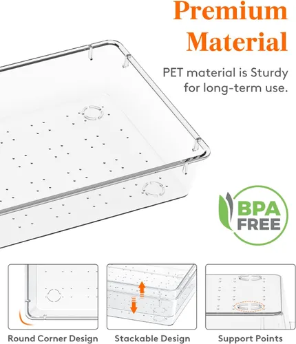 Vista 3 de Lifewit Organizador de cajones de cubiertos, bandeja transparente de utensilios de 5.75 x 11.65 pulgadas para cajón de cocina, organizador