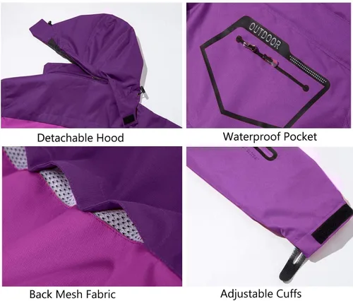 Vista 3 de Rdruko Chaqueta de esquí impermeable 3 en 1 para mujer, abrigo de invierno con aislamiento polar