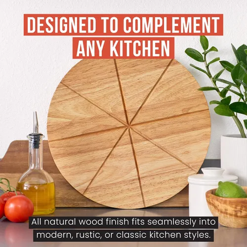 Vista 8 de Chef Pomodoro - Tabla de cortar de pizza de acero inoxidable de 14 pulgadas, juego combinado de cortador de pizza Sharp Stainless Pizza Cutter