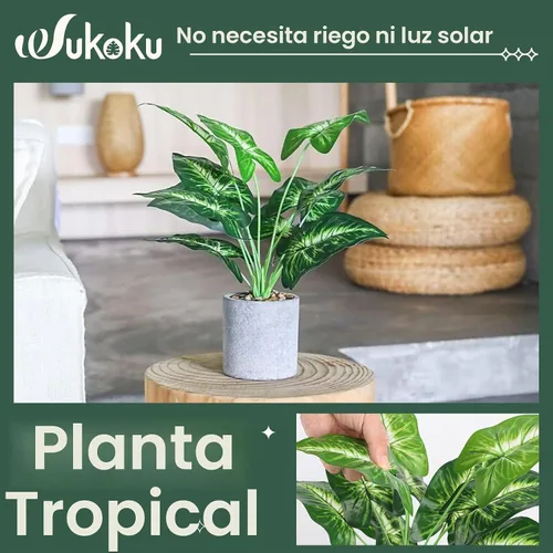 Vista 2 de Plantas falsas pequeñas de 16 pulgadas, color verde salvia