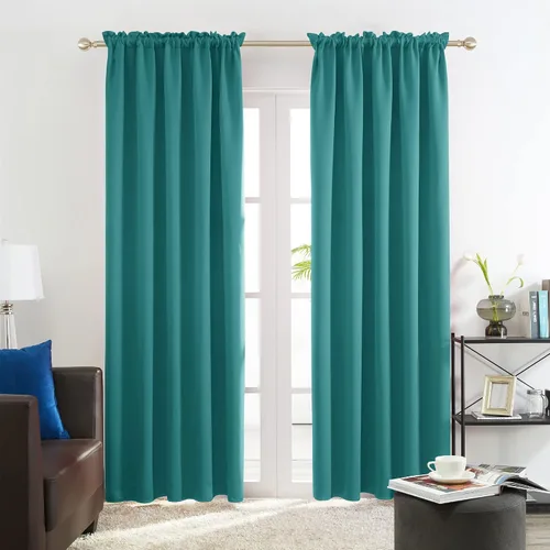 Vista 214 de Deconovo Cortinas opacas, aislamiento térmico, dobladillo para barra, reducción de ruido, certificado Oeko-TEX, cortinas de oscurecimiento