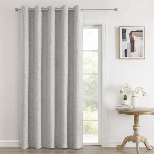 Vista 23 de Joydeco Cortinas negras 100% opacas para dormitorio, oscurecimiento de habitación, aislamiento térmico, cortinas cortas texturizadas con ojales