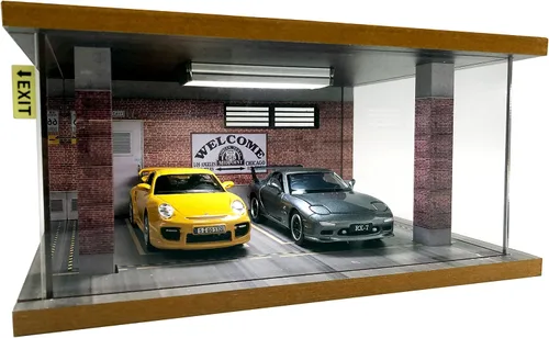 Vista 8 de Caja de exhibición Lego Cars Speed Champions con cubierta de acrílico e iluminación LED para coches diecast a escala 1/24, diorama de 2 espacios