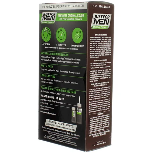 Vista 4 de JUST FOR MEN Tinte para el cabello H-55 negro real 1 unidad (paquete de 5)