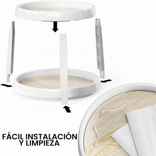 Vista 5 de Simple Houseware Organizador de especias Lazy Susan de 2 niveles, 10 pulgadas de diámetro, arce
