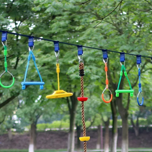 Vista 4 de Rainbow Craft Paquete de 3 barras de Ninja Monkey para niños, barras de trapecio para accesorios de carrera de obstáculos ninja, 3 piezas