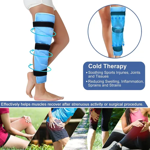 Vista 7 de REVIX Bolsa de hielo para aliviar el dolor de tobillo y pies y envoltura de hielo de gel grande para piernas, cadera, muslo, rodilla y espinilla