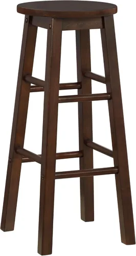 Vista 11 de Linon Zeke - Taburete de bar redondo sin respaldo de madera maciza negra con altura de asiento de 29 pulgadas
