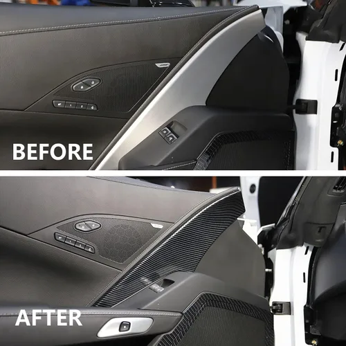 Vista 5 de Cubierta de la decoración del panel de puerta de la cabina de la fibra de carbono para Chevrolet Corvette C7 2014-2019