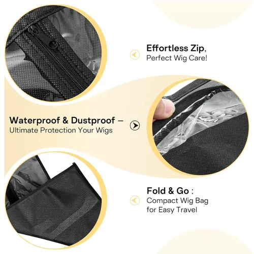 Vista 2 de VARIPOWDER - 10 bolsas de almacenamiento para pelucas con colgador de peluca para múltiples pelucas Dust-Proof Wigs Bag for Wigs & Accessories