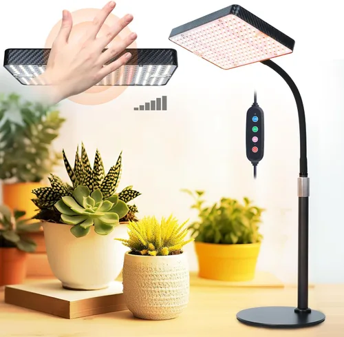 Vista 11 de FECiDA Luz de crecimiento de escritorio de 2 cabezales de 50 W, luces de cultivo de mesa para plantas de interior de espectro completo, temporizador