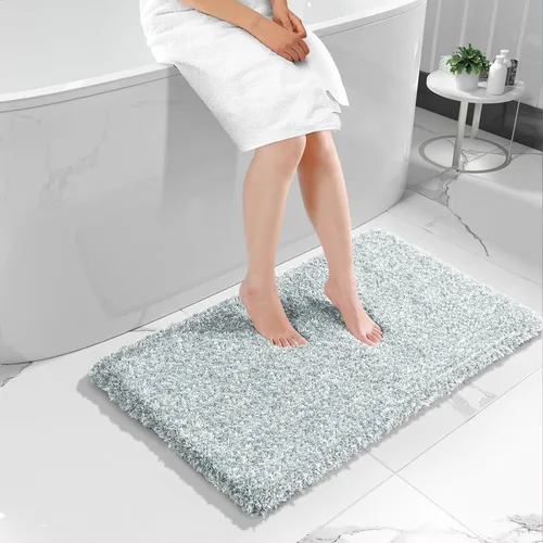 Vista 10 de Yimobra Alfombras de baño en negro y blanco antideslizantes lavables, tapetes de baño ultra suaves y absorbentes de agua, alfombra de ducha suave