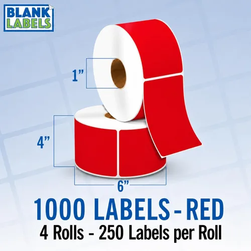 Vista 28 de Blank Labels Etiquetas en rollo de transferencia térmica directa de 4 x 6 pulgadas, 290 azules Núcleos de 3 pulgadas con Perfs Easy Tear