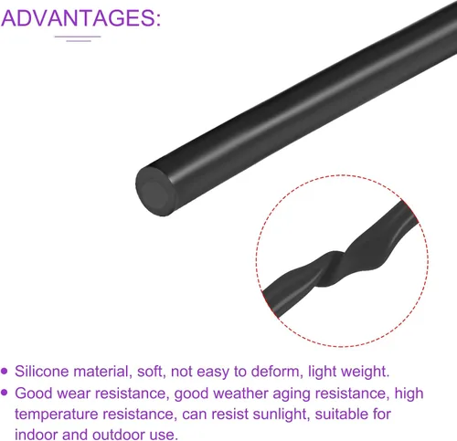 Vista 5 de DMiotech 0.079 in ID 0.157 in OD 3.3 pies tubo de silicona, manguera de silicona industrial negra, para bomba de aire de agua, riego de jardín