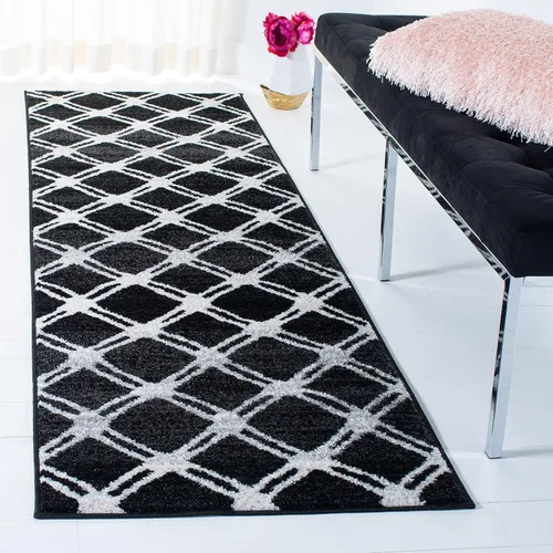 Vista 9 de SAFAVIEH Adirondack Collection - Alfombra decorativa, 2 pies 6 pulgadas x 4 pies, color plateado y carbón, diseño moderno de enrejado, no desprende