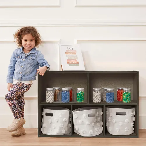 Vista 12 de ECR4Kids Streamline - Armario de almacenamiento de 5 compartimentos de una cara, 24 pulgadas, muebles para niños, gris lavado