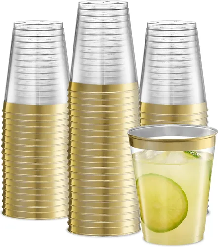 Vista 7 de PLASTICPRO Vasos desechables de plástico cristalino transparente de 8 oz para fiestas y bodas, paquete de 50