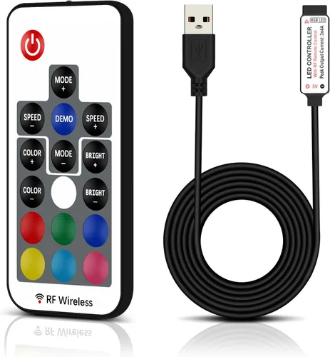 Vista 9 de Controlador USB LED de DC 5V, control remoto inalámbrico de la luz