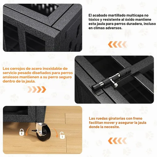 Vista 5 de HIWOKK Jaula para perros indestructible de alta resistencia de 38 pulgadas, a prueba de mordidas, doble puerta a prueba de escapes, jaula grande