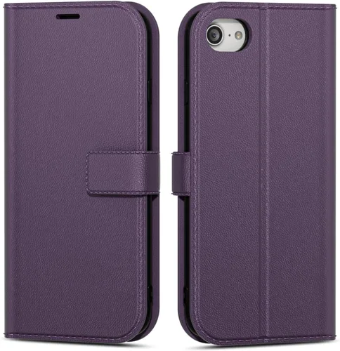 Vista 105 de oakxco Funda tipo cartera para iPhone SE 2022/2020/8/7 con soporte para tarjeta de crédito, funda magnética RFID delgada tipo libro con tapa