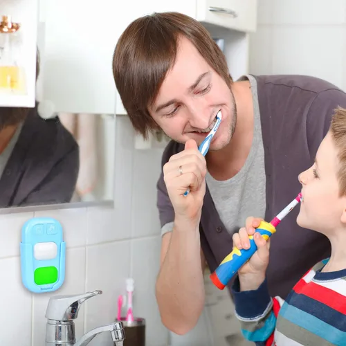 Vista 5 de SOARING Temporizador de cepillado de dientes y lavado de manos para niños, indicador de color para entrenamiento de niños, se pega en el baño (azul)