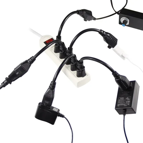 Vista 5 de Cable de extensión de alimentación corto – 8 pulgadas, 3 clavijas, protector de toma de tierra 16AWG/13A, cable de alimentación resistente