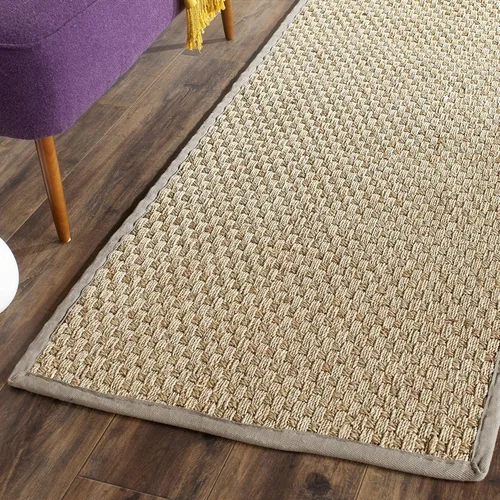 Vista 37 de SAFAVIEH Natural Fiber Collection NF114A - Alfombra de pasillo de hierba marina con patrón de tejido de cesta y borde, de 2 pies 6 pulgadas x 16