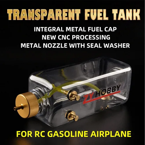 Vista 5 de Tanque de combustible de gas RC 23.7 fl oz, botella de combustible ZYHOBBY para modelo de avión RC en plástico transparente de EE. UU