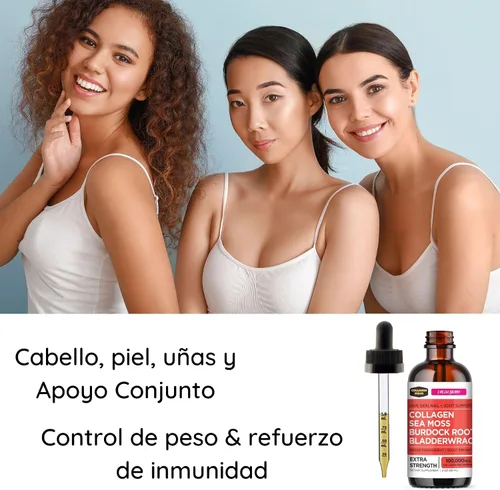 Vista 2 de Colageno Hidrolizado para Mujeres y Hombres con Musgo Marino, Raíz de Bardana y Bladderwrack. para el Cabello, Piel, Uñas y Articulaciones. Control
