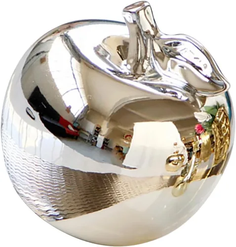 Vista 6 de Veemoon Estatuas de cerámica de manzana, estatua decorativa de manzana, escultura artística para decoración de mesa de cocina en casa, oficina