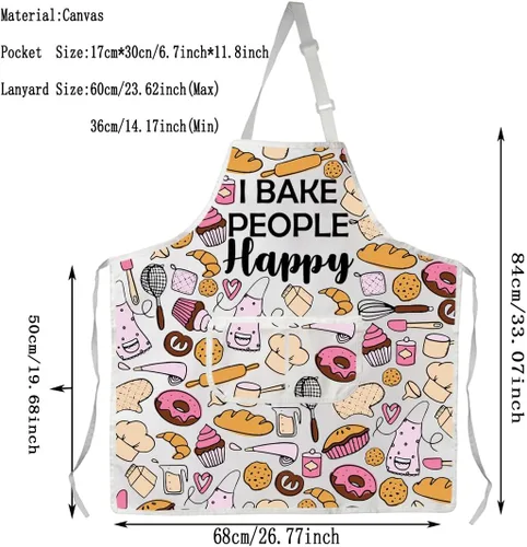 Vista 3 de G2TUP Regalo para hornear I Bake People Happy Delantal con bolsillos Cocina Pastelería Chef Regalo Amante Regalo para Panadero