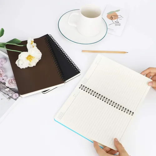 Vista 9 de EUSOAR Cuaderno con rayas en espiral, tamaño A5, paquete de 3 unidades, 5.5 x 8.3 pulgadas, 120 páginas, cuadernos de escritura de viaje, cuaderno