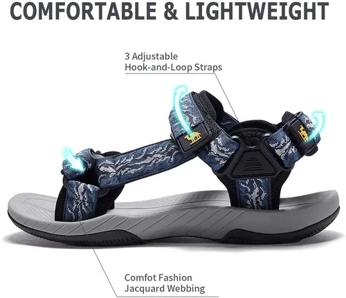 Vista 4 de CAMELSPORTS Sandalias atléticas para hombre con correa para el aire libre, sandalias de playa de verano, impermeables, zapatos de agua