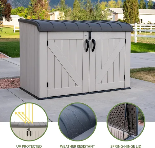 Vista 4 de Lifetime Products caja de almacenamiento horizontal Lifetime 60170, color tostado
