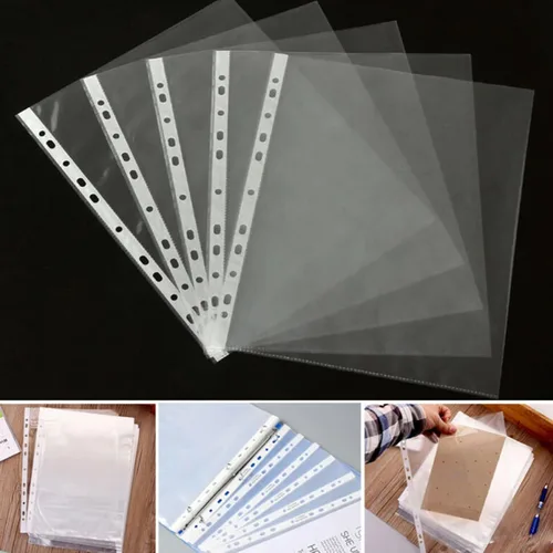 Vista 5 de 100 unidades Carpeta de documentos transparente A4, funda impermeable, bolsa transparente para documentos, soporte para papeles, carpeta