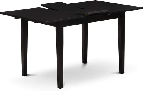 Vista 6 de East West Furniture NOGR3-BLK-W - Juego de mesa de comedor de 3 piezas para espacios pequeños que contiene una mesa de comedor rectangular con hoja