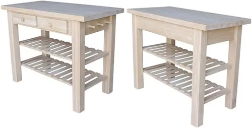 Vista 3 de International Concepts - Isla de cocina de madera moderna en color natural