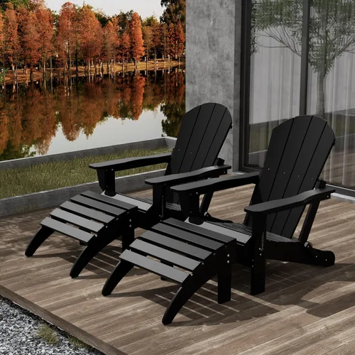 Vista 48 de WestinTrends Malibu - Silla de salón para exteriores, juego de 2 sillas Adirondack con otomana, sillas plegables de madera de polietileno para todo
