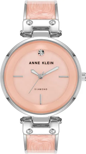 Vista 10 de Anne Klein - Reloj de brazalete con esfera de diamante auténtico para mujer Rosa claro / Dorado