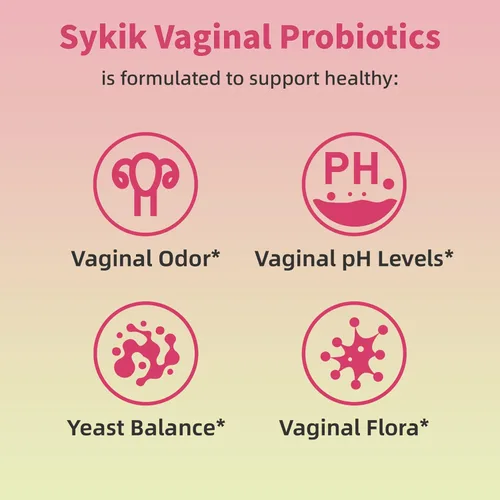 Vista 6 de Sykik Probióticos vaginales para mujer con prebióticos y mezcla de lactobacillus, equilibrio de pH, 60